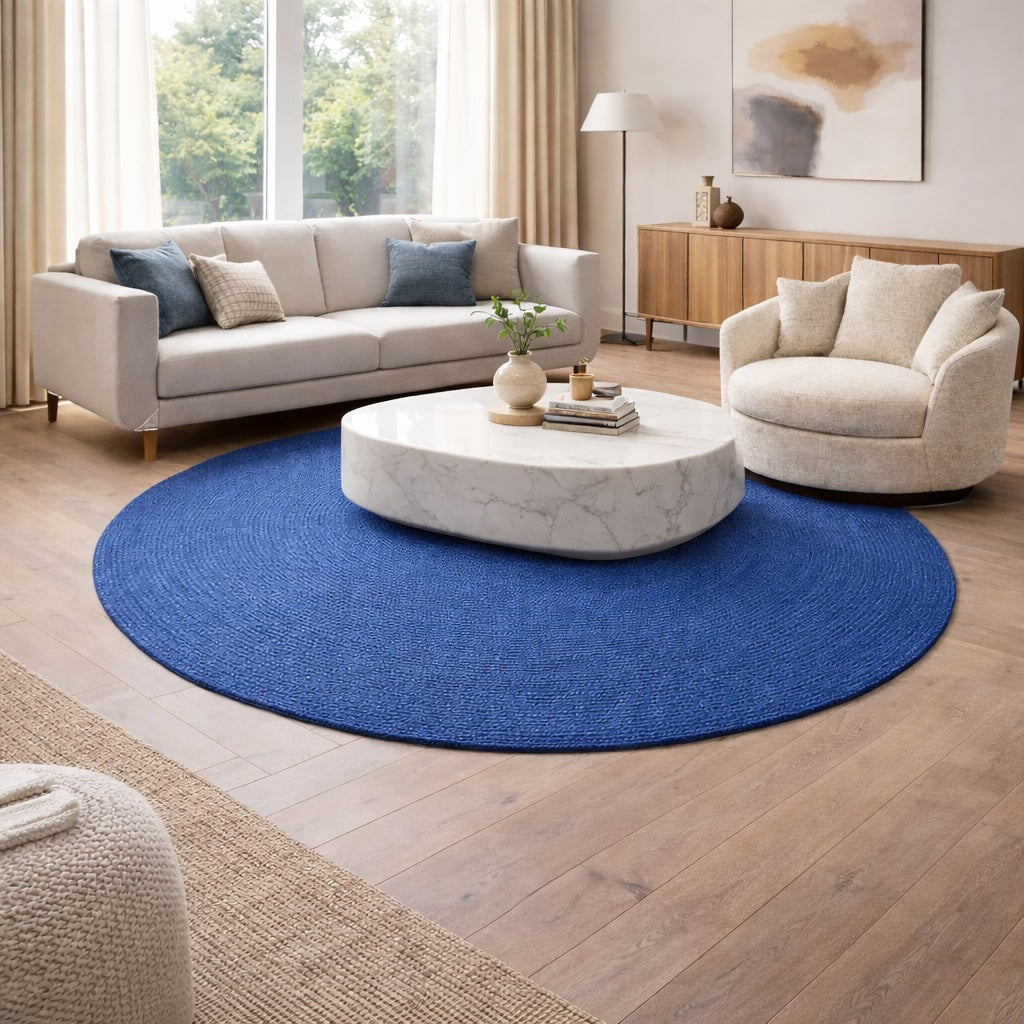 Handwoven Rug Unicolor - Blue