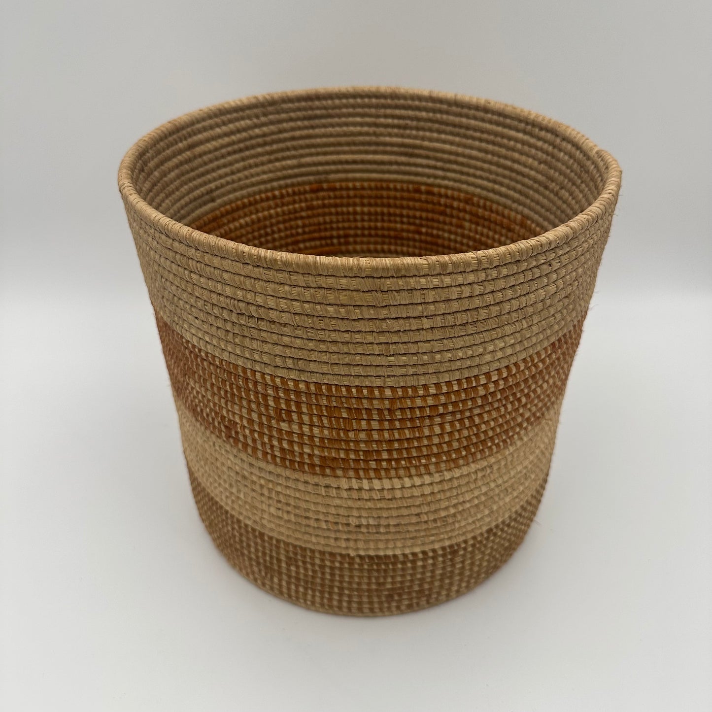 Handwoven Natural Bin with natural color accent