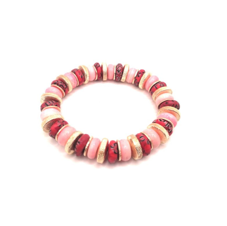 Monarch Beaded Stretch Bracelet - Pink