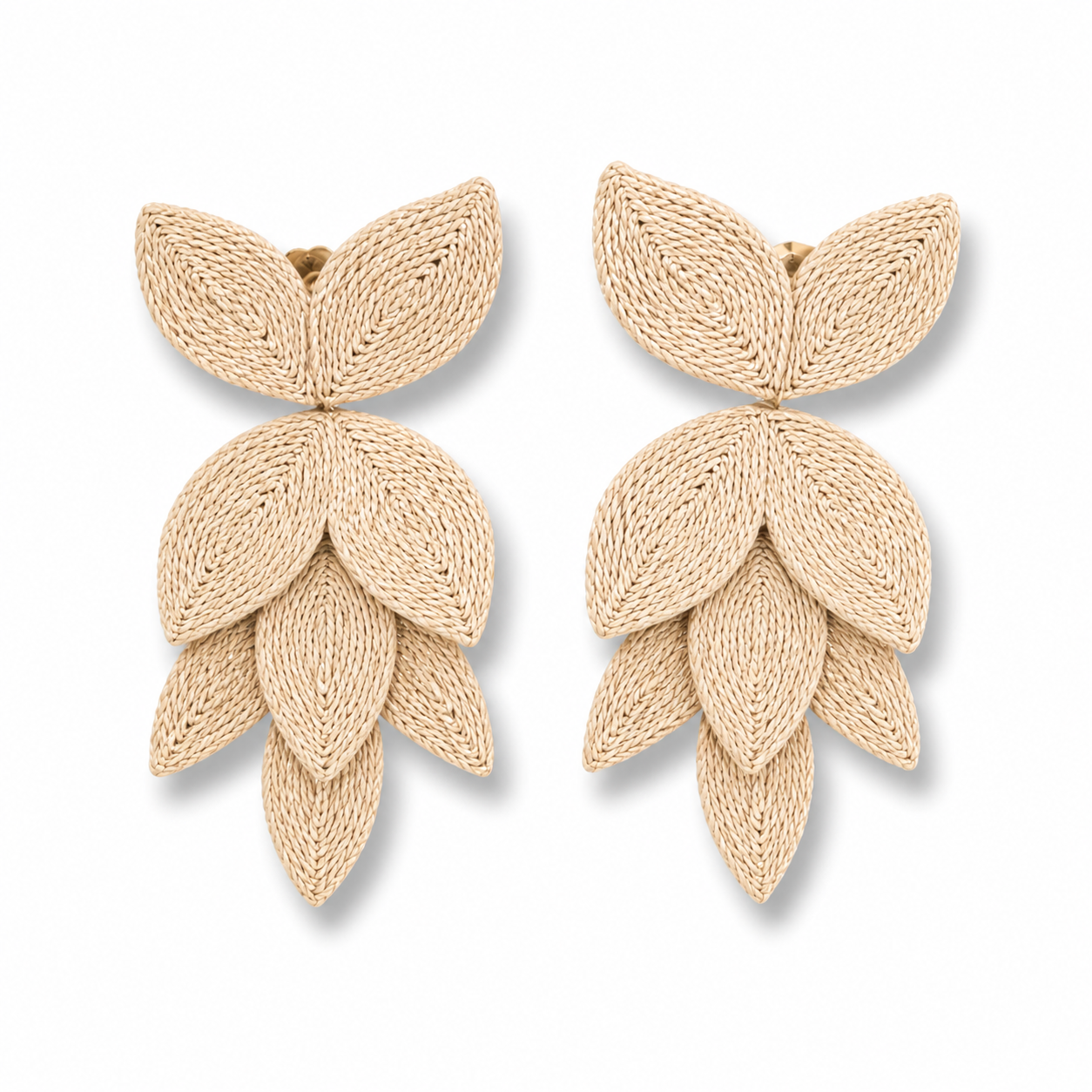 Horn Raffia Flower Earring