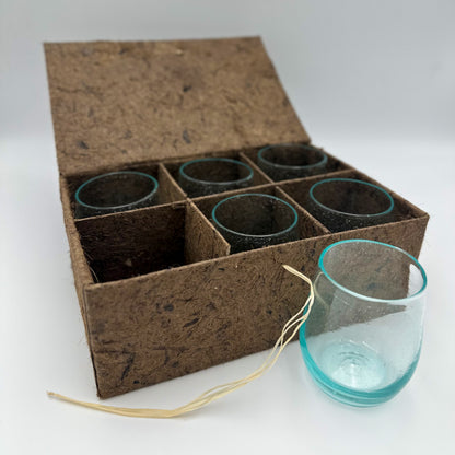 Set of 6 Recycled Water Glasses in a Box