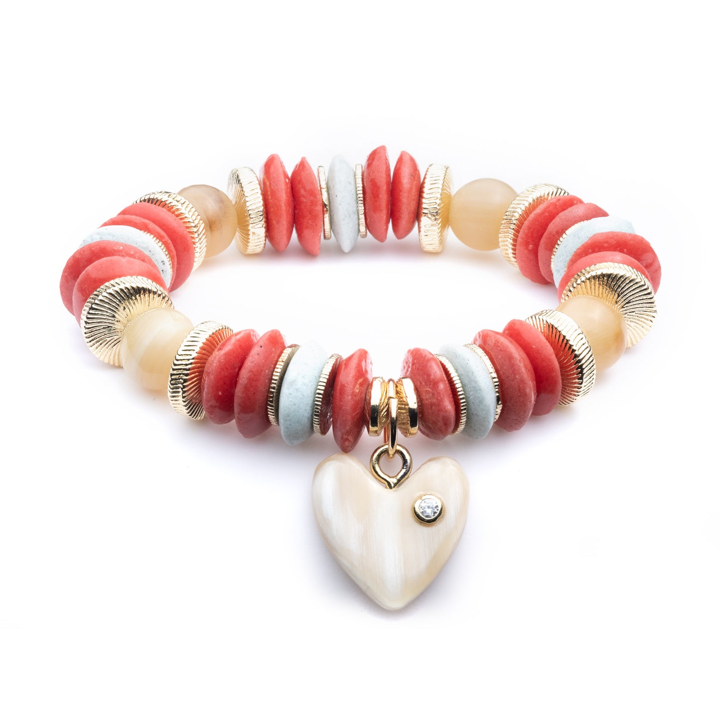 Zinnia Horn Heart Charm Bracelet